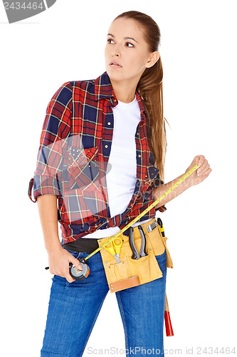 Image of Confident happy DIY handy woman