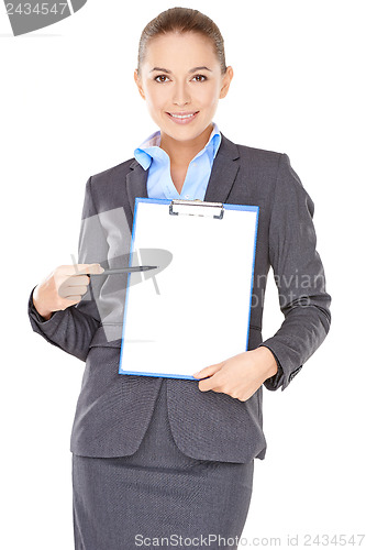 Image of Businesswoman with a blank clipboard