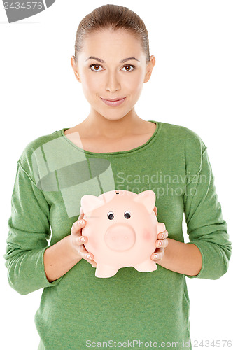 Image of Woman with her piggy bank