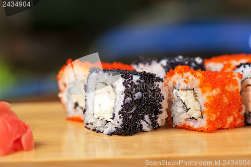 Image of tobico sushi rolls