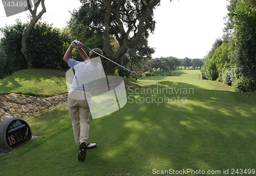 Image of man golf swing in valderrama, spain