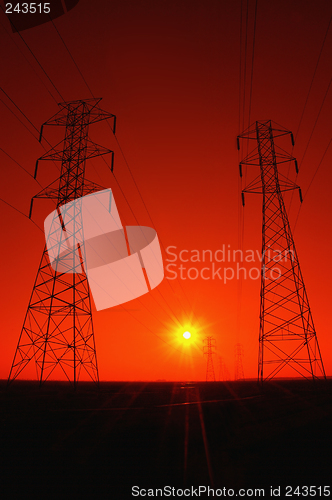 Image of  Powerlines At Sunset