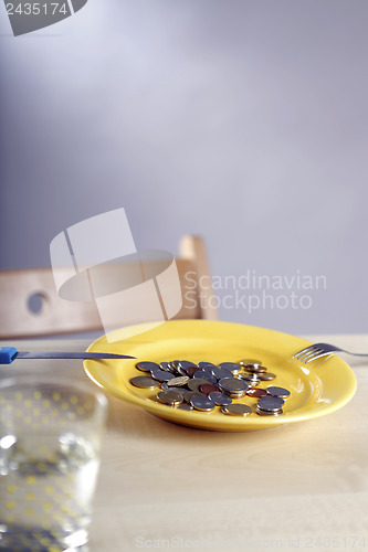 Image of Euro coins in a plate