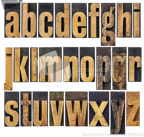 Image of lowercase alphabet in wood type