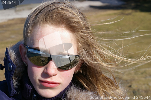 Image of Portrait of girl with sunglasses