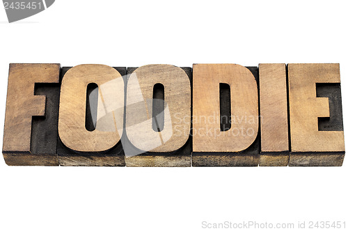 Image of foodie word in wood type