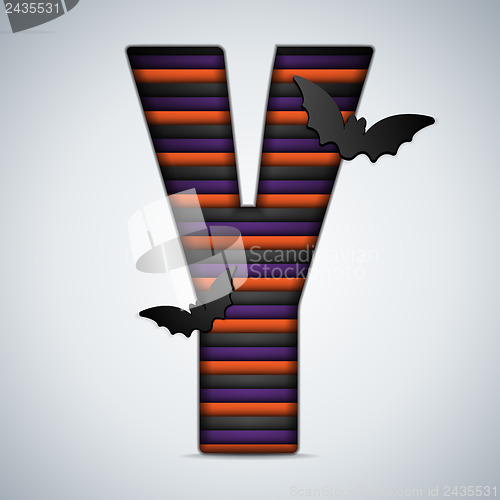 Image of Halloween Bat Alphabet Letters Stripe Black Orange Purple