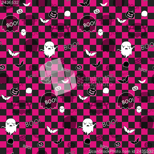 Image of Halloween Ghost Bat Pumpkin Seamless Pattern Background