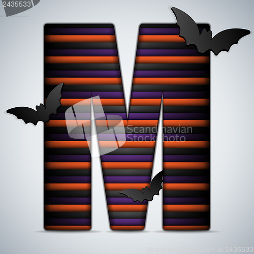 Image of Halloween Bat Alphabet Letters Stripe Black Orange Purple