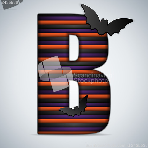 Image of Halloween Bat Alphabet Letters Stripe Black Orange Purple