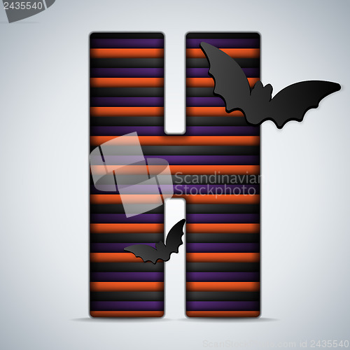 Image of Halloween Bat Alphabet Letters Stripe Black Orange Purple