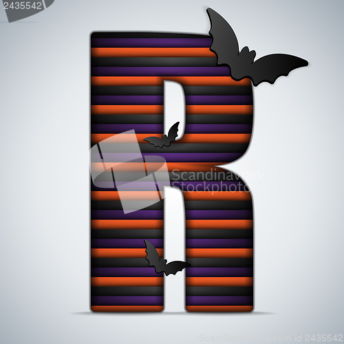Image of Halloween Bat Alphabet Letters Stripe Black Orange Purple
