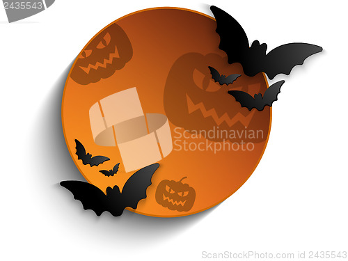 Image of Halloween Bat Circle Frame Pumpkin Background Vector