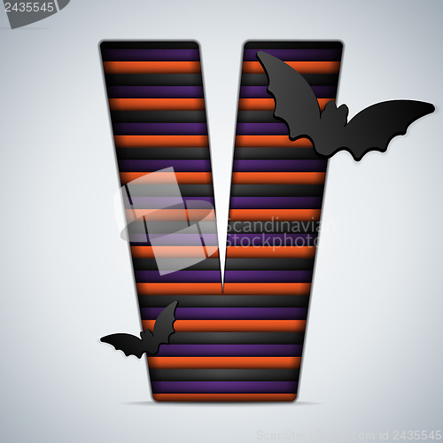 Image of Halloween Bat Alphabet Letters Stripe Black Orange Purple