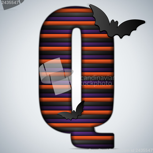 Image of Halloween Bat Alphabet Letters Stripe Black Orange Purple