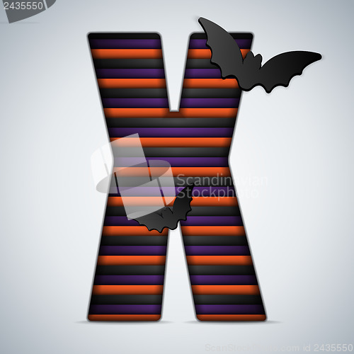 Image of Halloween Bat Alphabet Letters Stripe Black Orange Purple