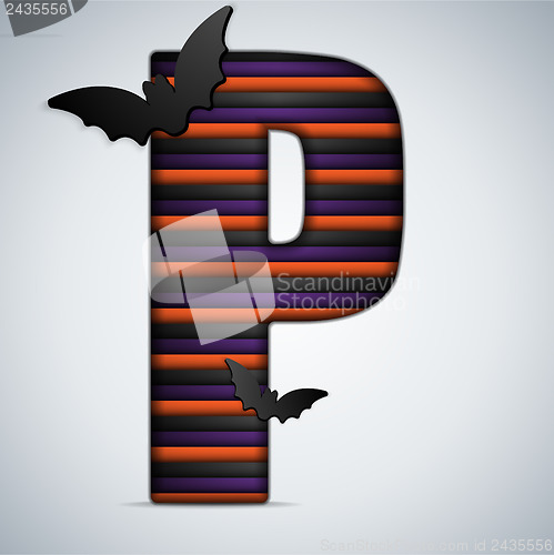 Image of Halloween Bat Alphabet Letters Stripe Black Orange Purple