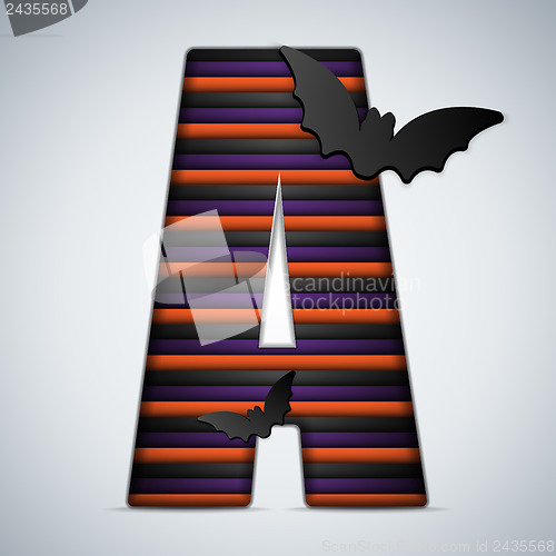 Image of Halloween Bat Alphabet Letters Stripe Black Orange Purple