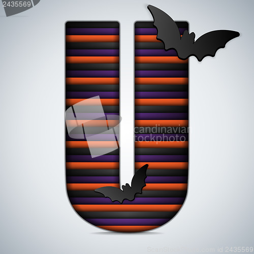 Image of Halloween Bat Alphabet Letters Stripe Black Orange Purple