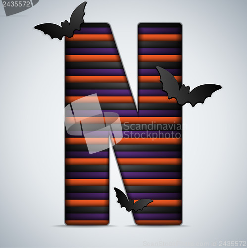 Image of Halloween Bat Alphabet Letters Stripe Black Orange Purple