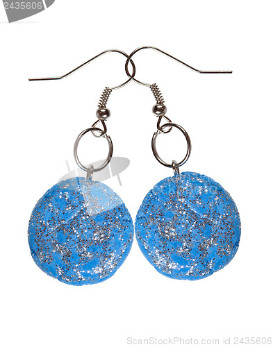 Image of Earrings blue with sequins. galaxy