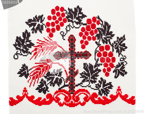 Image of embroidered good by cross-stitch pattern