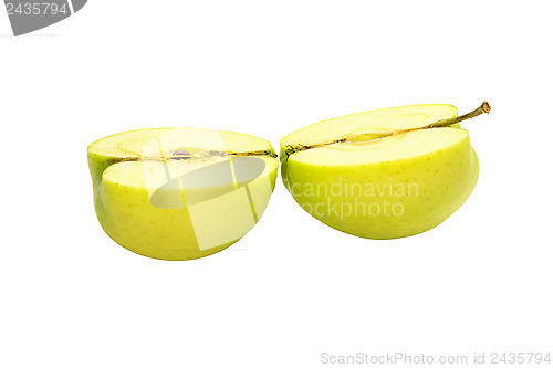 Image of Tasty juicy sliced apples on a white background