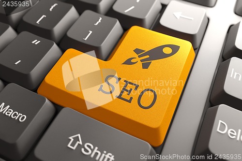Image of Keyboard with SEO Button.
