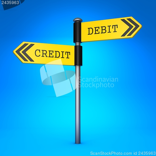 Image of Debit or Credit. Concept of Choice.