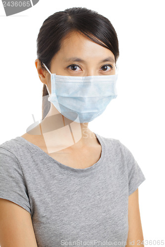 Image of Asian woman with face mask isolated on white