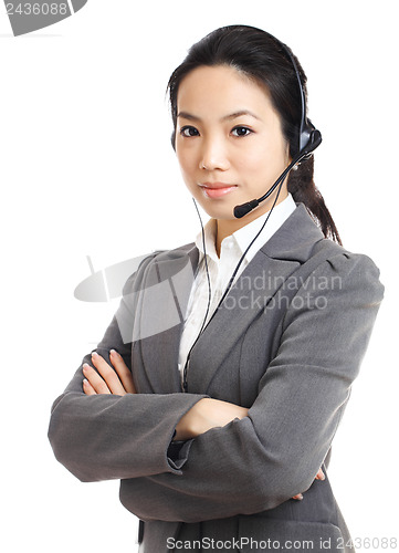 Image of Asian business woman with headset