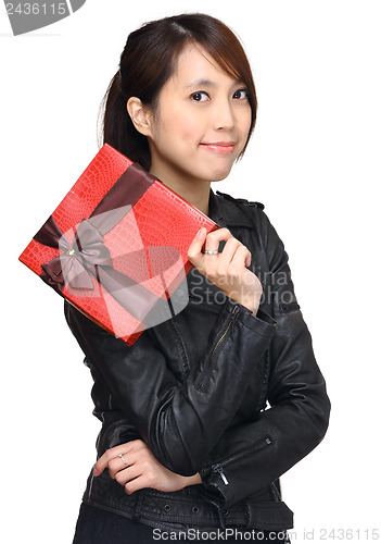 Image of Asian woman with gift box