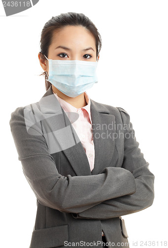 Image of Asian business woman with face mask 