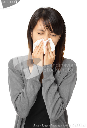 Image of Sneezing woman