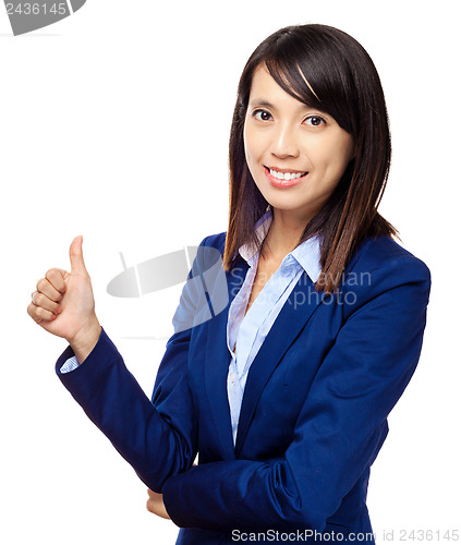 Image of Asian business woman with hand gesture