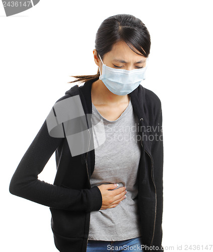 Image of Sick woman wear face mask