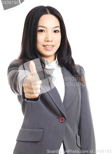 Image of Asian business woman with thumb up hand