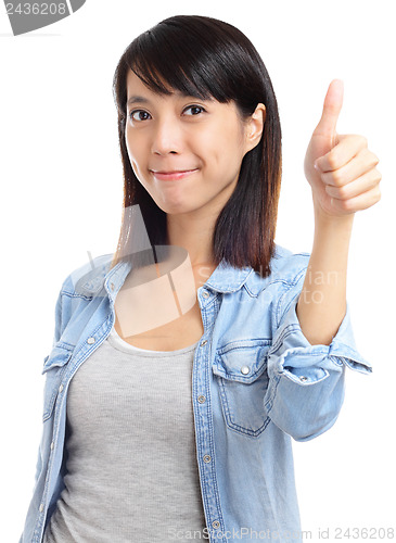 Image of Asian woman with thumb up hand