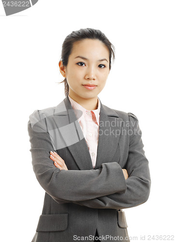 Image of young business woman isolated on white