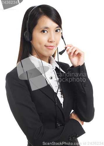 Image of Call center business woman with headset