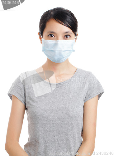 Image of Asian woman with face mask isolated on white