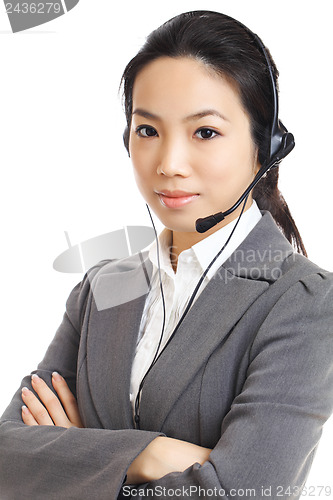Image of Asian business woman with headset 