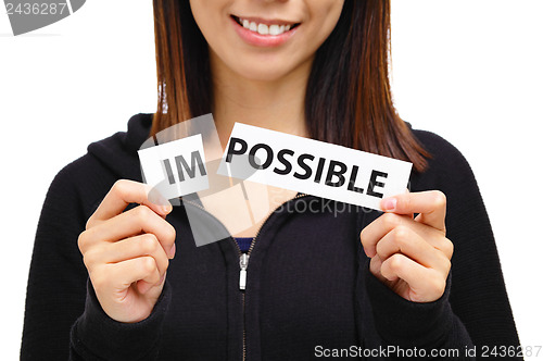 Image of Woman break impossible text card