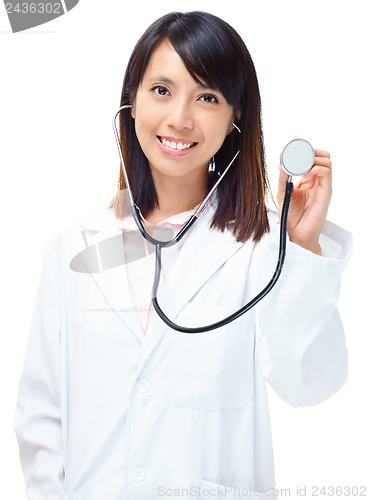 Image of Asian medical doctor holding stethoscope