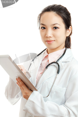 Image of Asian female doctor with computer tablet