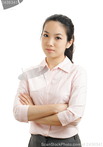 Image of young business woman isolated on white