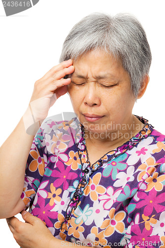 Image of Asian old woman feeling headache