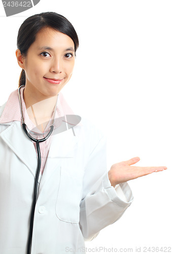 Image of Asian female doctor introduce something