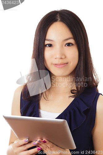 Image of Asian woman with digital tablet