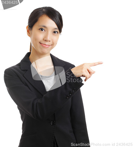 Image of Asian woman pointing 